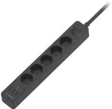 Сетевой фильтр HARPER UCH-510, 5-розеток, 10 м, черный