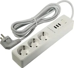 Удлинитель HARPER <UCH-325 White> <3м> (3 розетки + 3 USB)