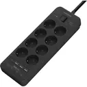 Сетевой фильтр HARPER UCH-650 Black с USB зарядкой, UCH-650 Black с USB зарядкой